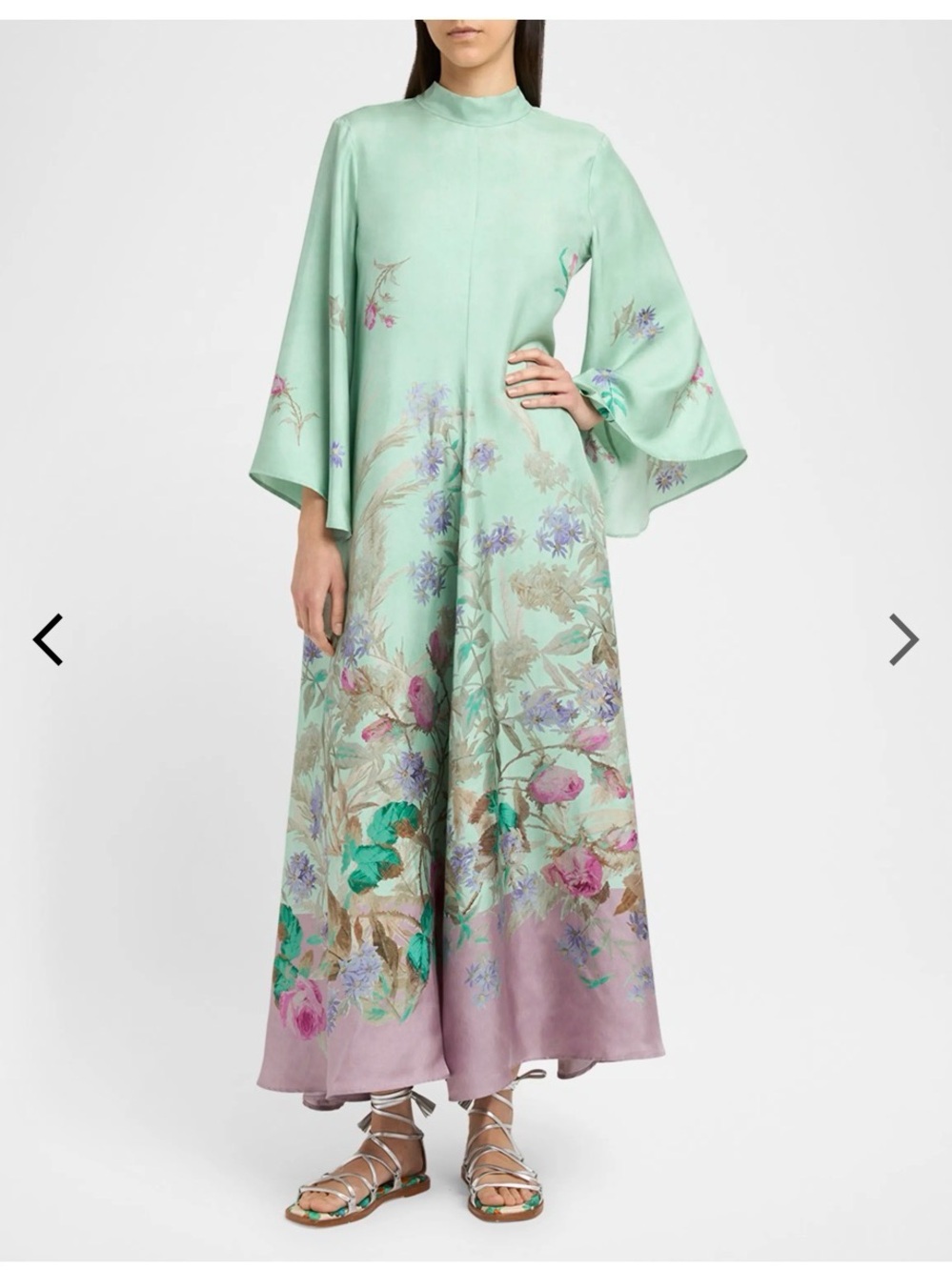 LA DoubleJ Magnifico Mint floral maxi dress